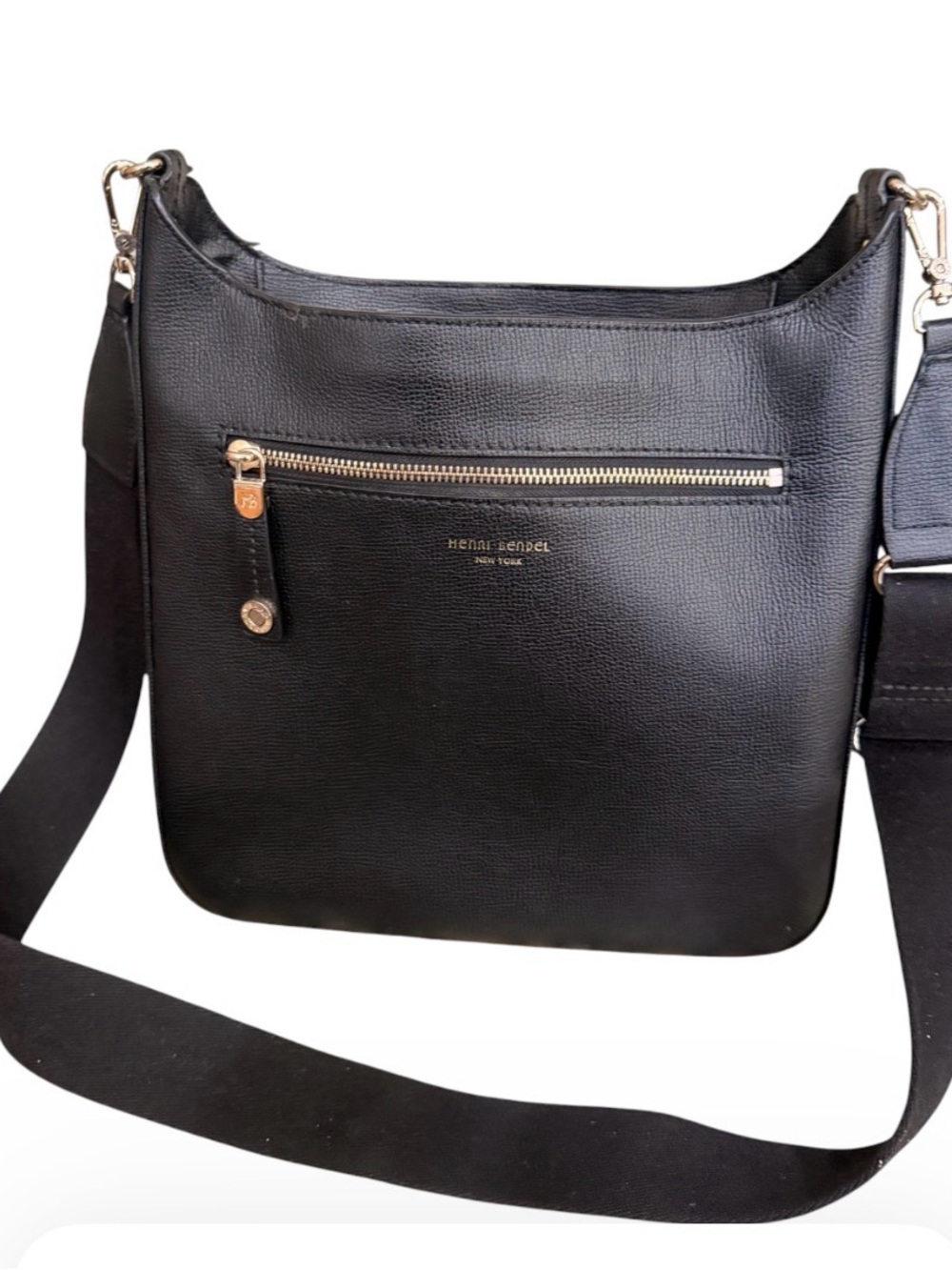 henri bendel Black Pebbled Leather Shoulder Bag with Gold Hardware As Is - Picture 5 of 15